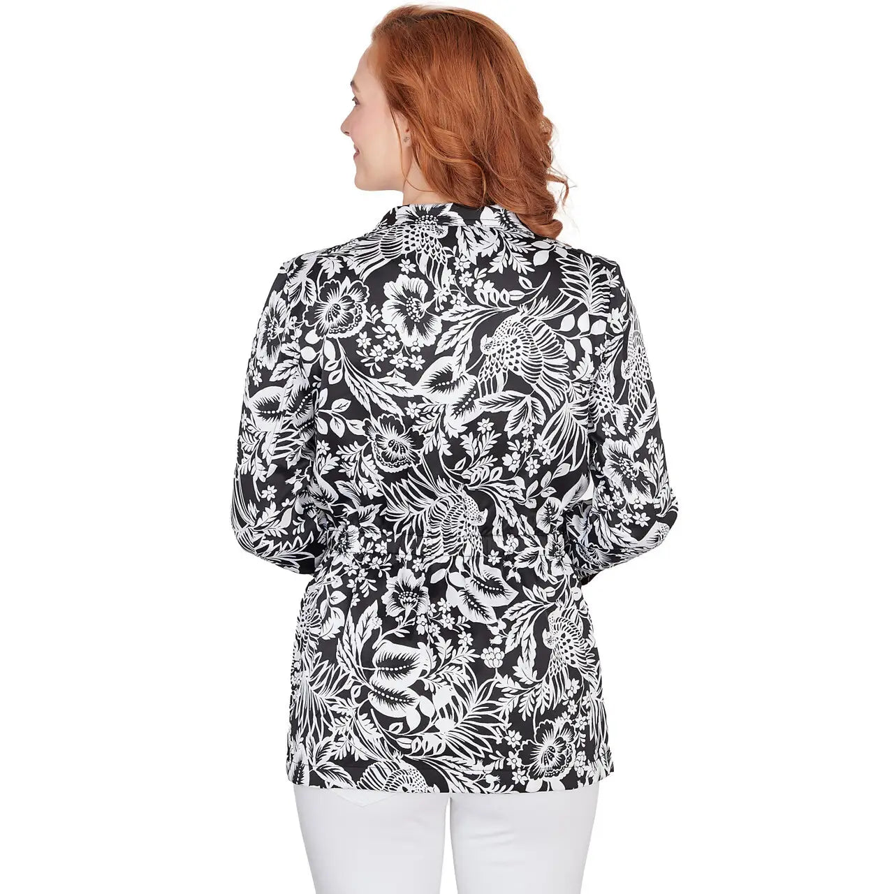 Floral Printed Charmeuse Snap Jacket