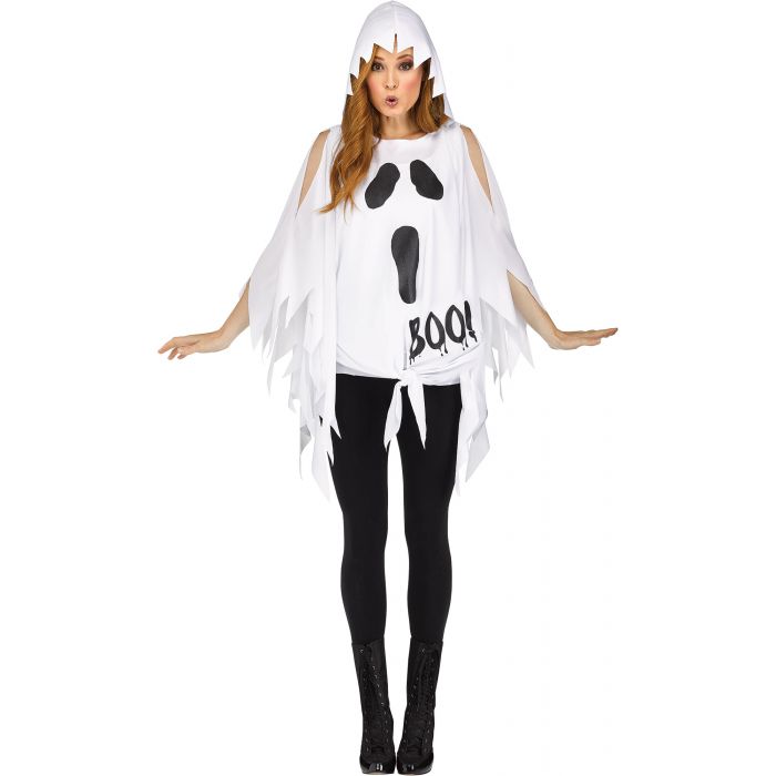 Glitter Print Ghost Poncho - Adult