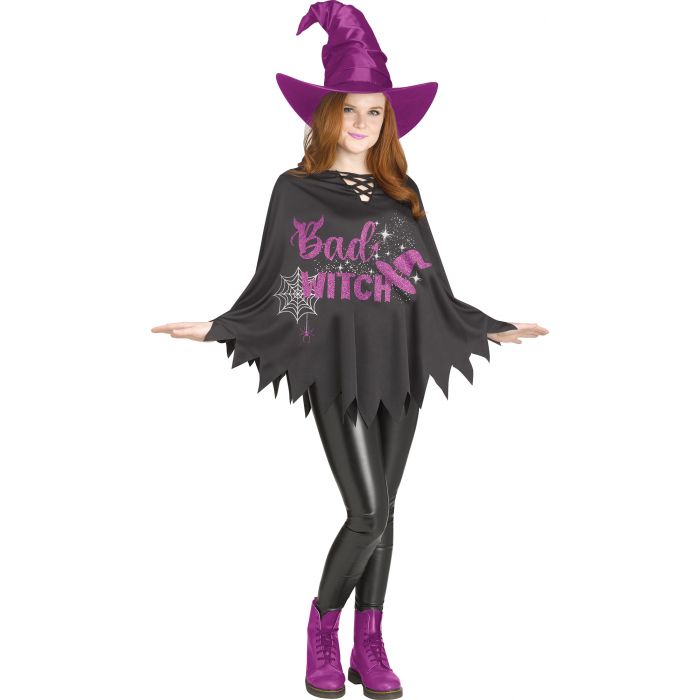 Poncho Bad Witch/Black - Adult