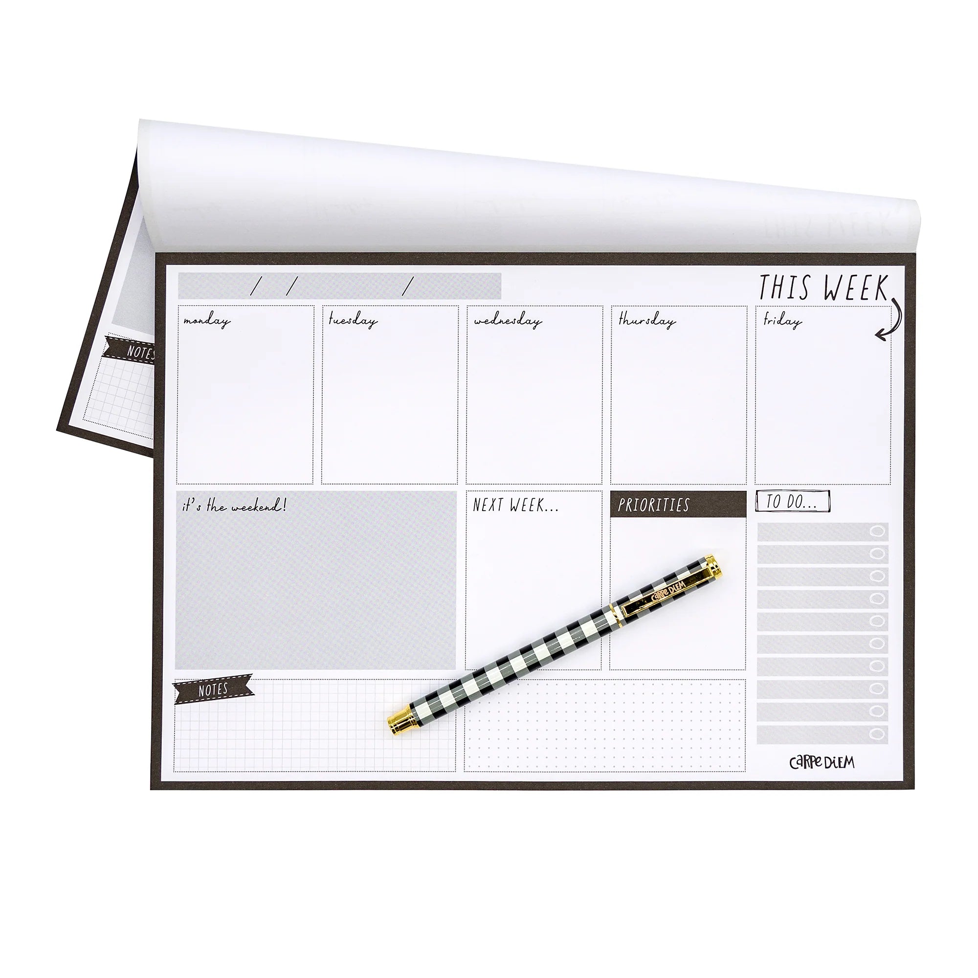 Weekly Planner Pad Black