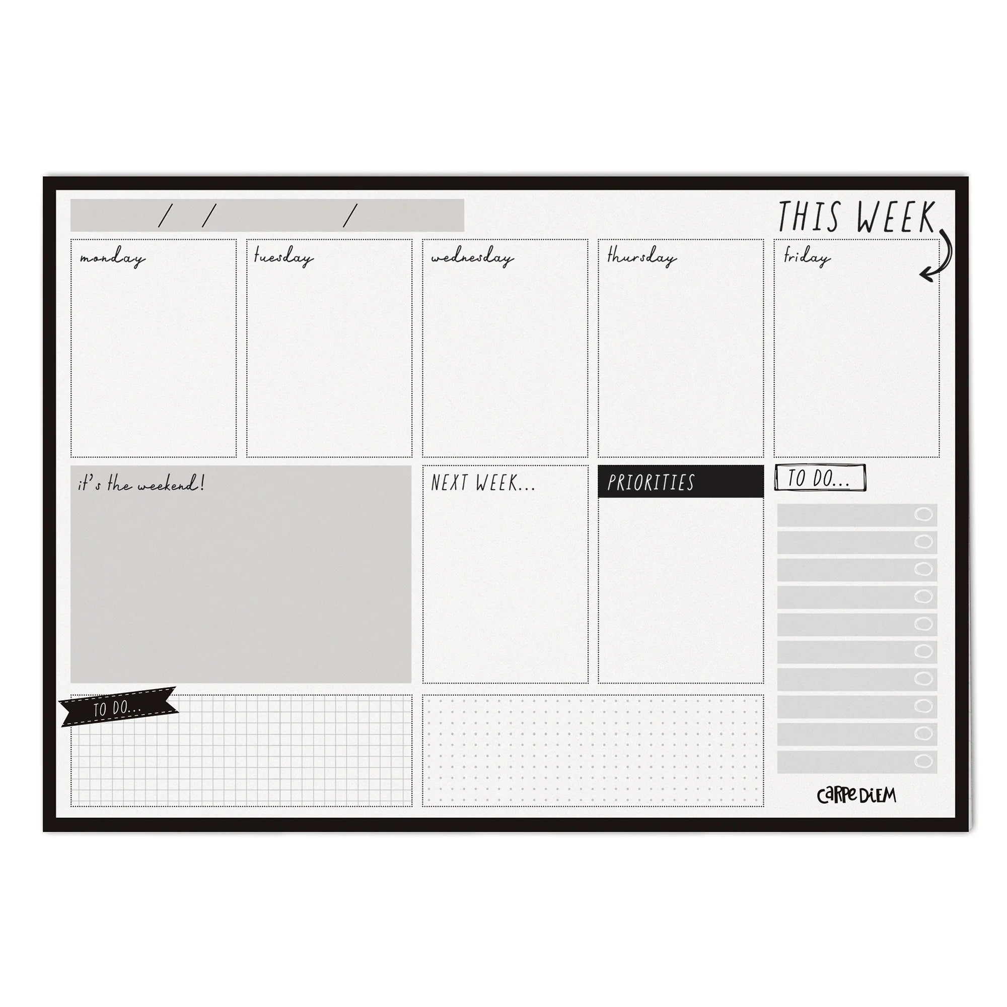 Weekly Planner Pad Black
