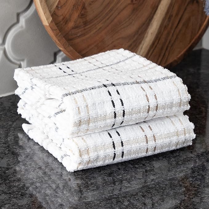 Check Kitchen Towel Latte 18 x 28
