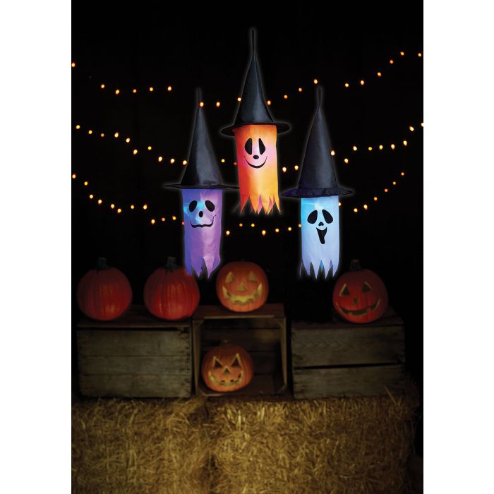 LU 6" Witch Hat Decor 3/Pk Ghost