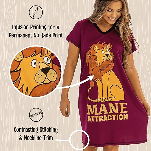 Mane Attraction- Lion Vneck Nightshirt
