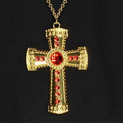 Gold Cross With Red Jewels