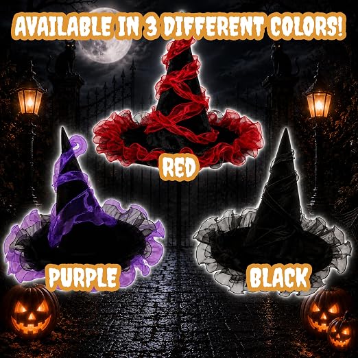 Witch Hat with Chiffon Trim Purple