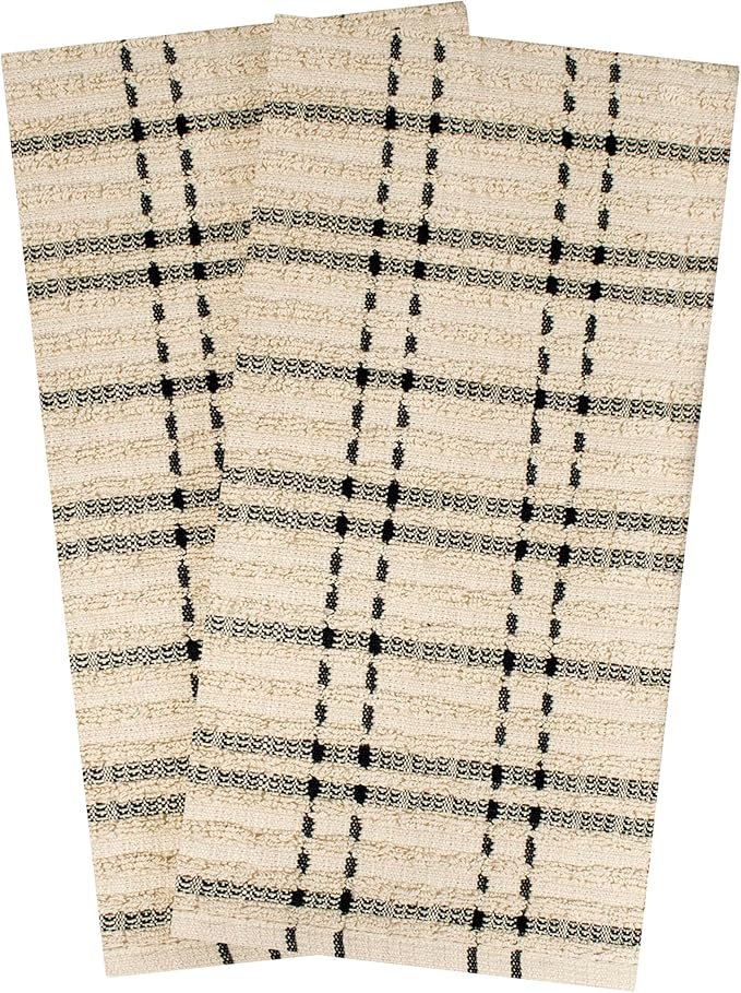 Check Kitchen Towel Black 18 x 28