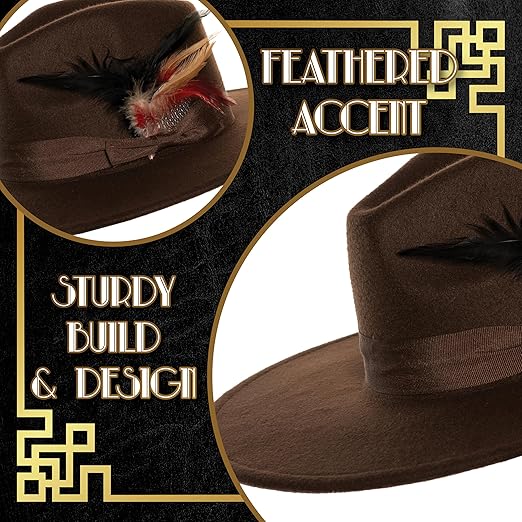 Wide Brim Fedora Brown
