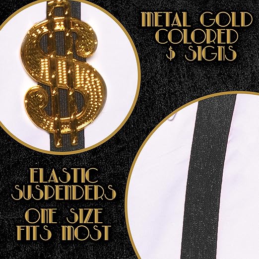 Suspenders with $ Sign Gold