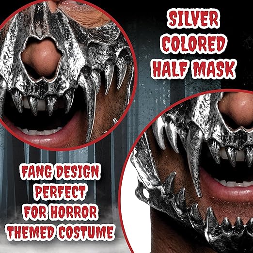Half Vampire Silver Skull Mask