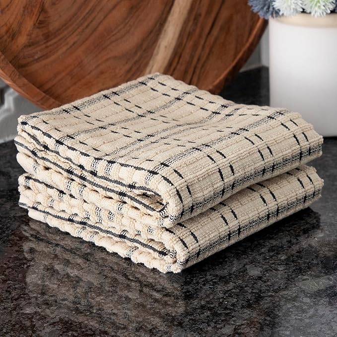 Check Kitchen Towel Black 18 x 28