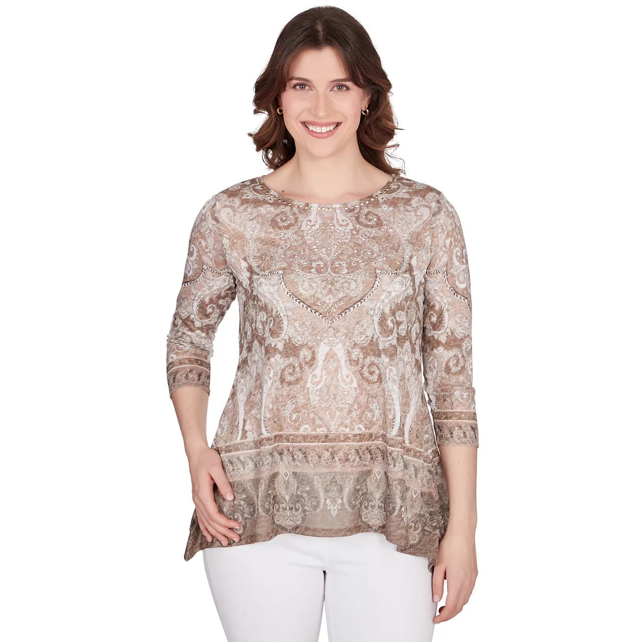 Bohemian Beaded Knit Top Taffy Mult- Ruby Rd