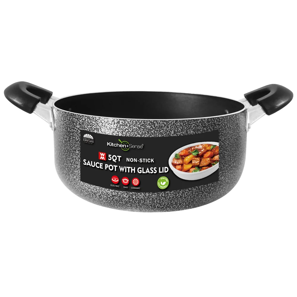 5Qt Non-Stick Sauce Pot w/ Glass Lid