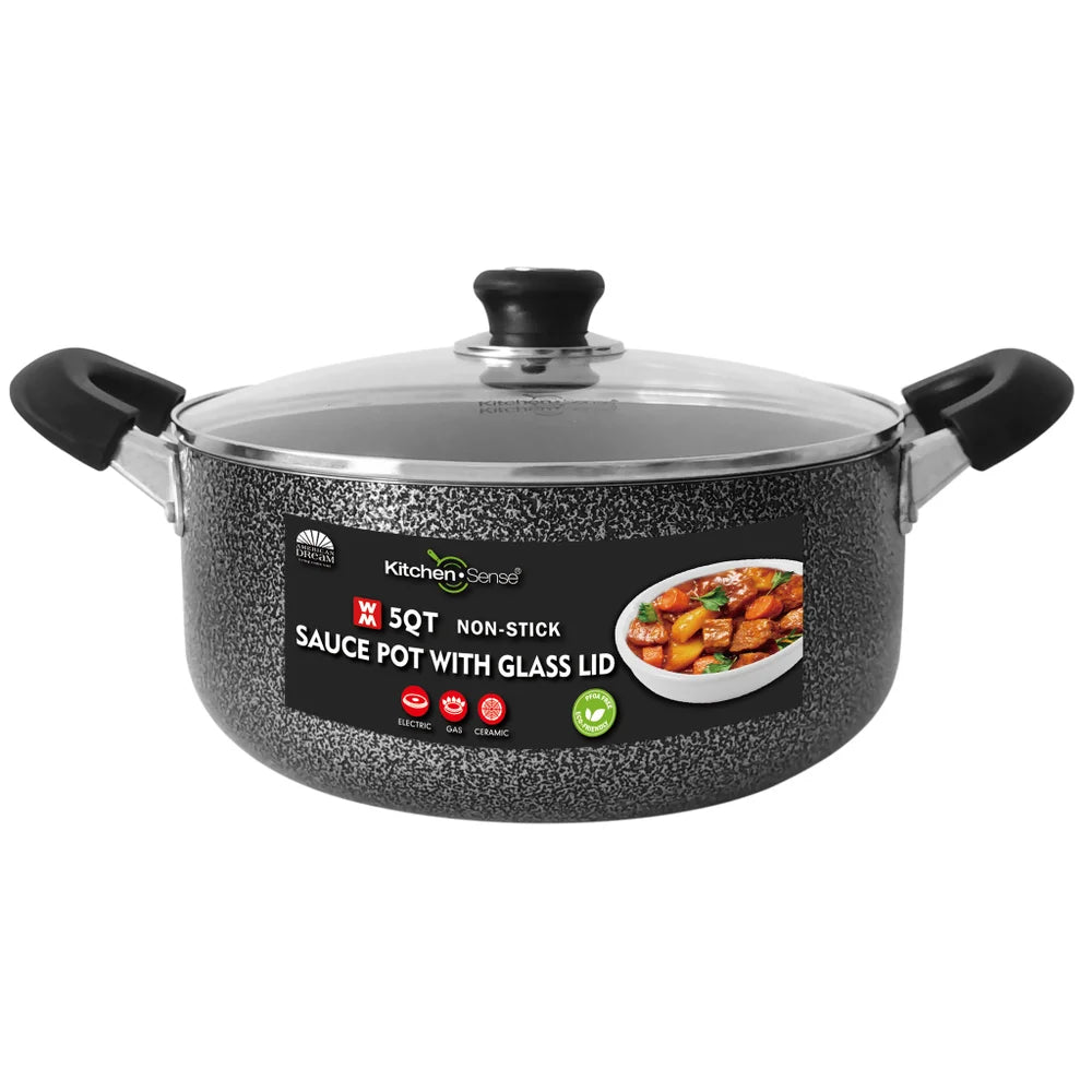 5Qt Non-Stick Sauce Pot w/ Glass Lid