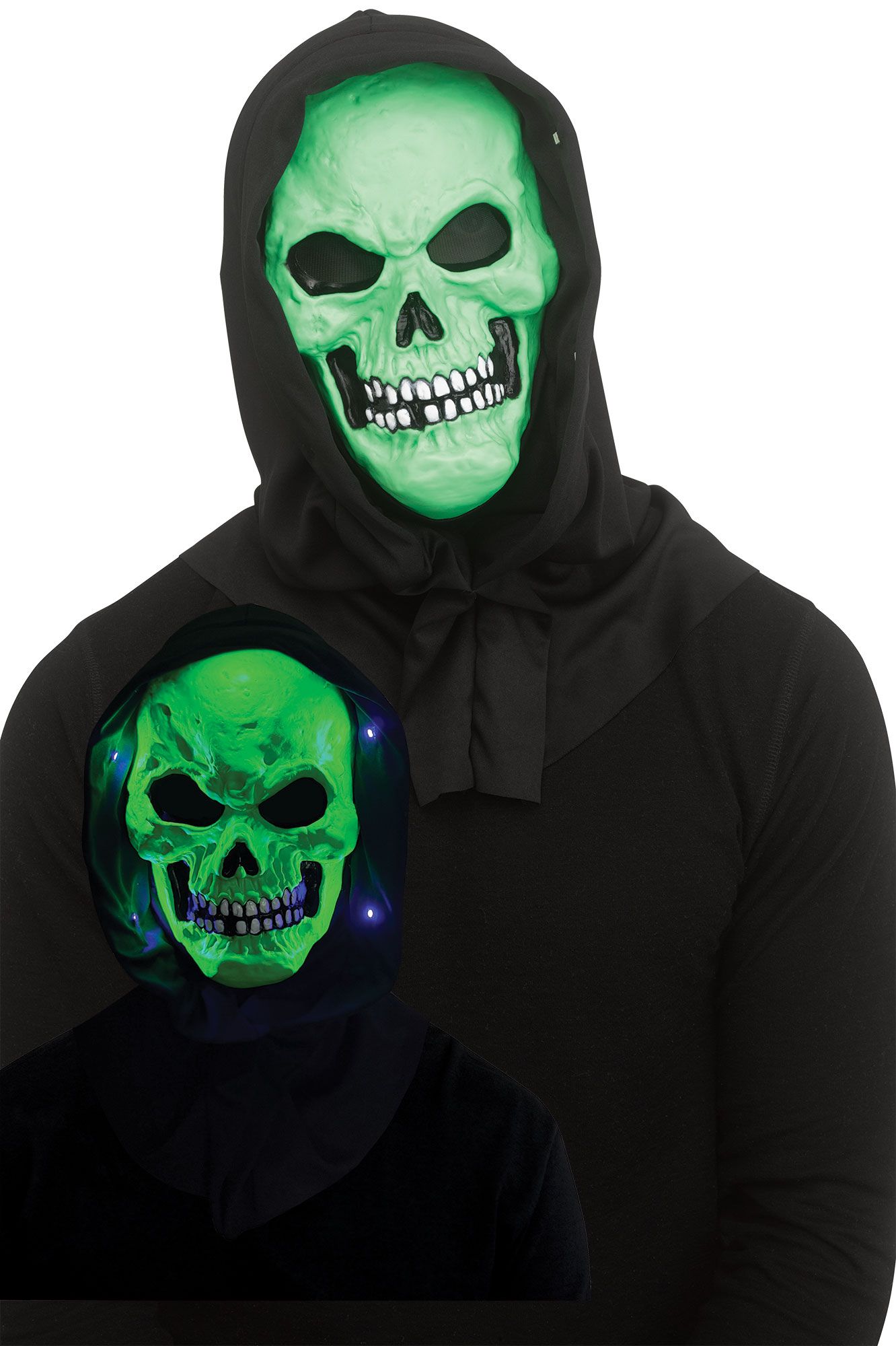 Black Light Horror Mask Skull Green