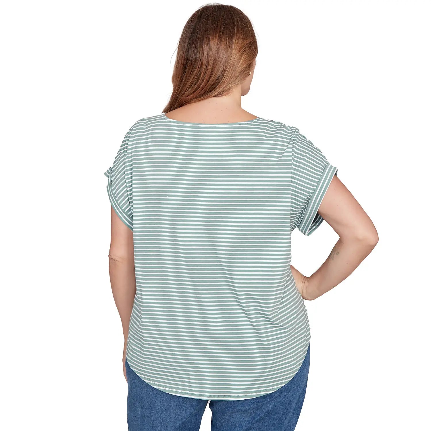 Plus Floral Stripe Jersey Tee Bayleaf Multi - Ruby Rd