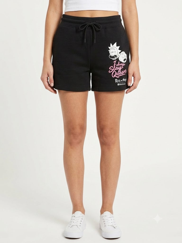 Rick and Morty Fleece Shorts Black