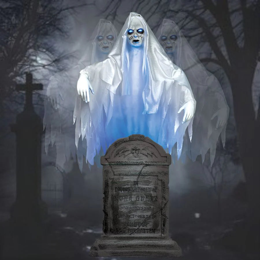 6 Ft. Ghost Woman Over Tombstone Halloween Decoration