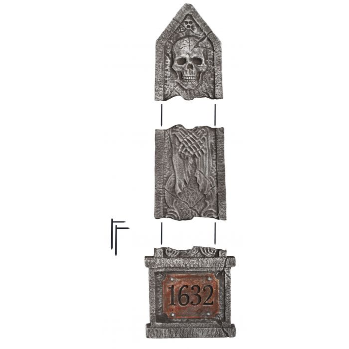 5 Foot Tombstone Bone Skull & Hands