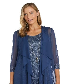 3PC Piece Pantsuit with Chiffon Jacket Denim