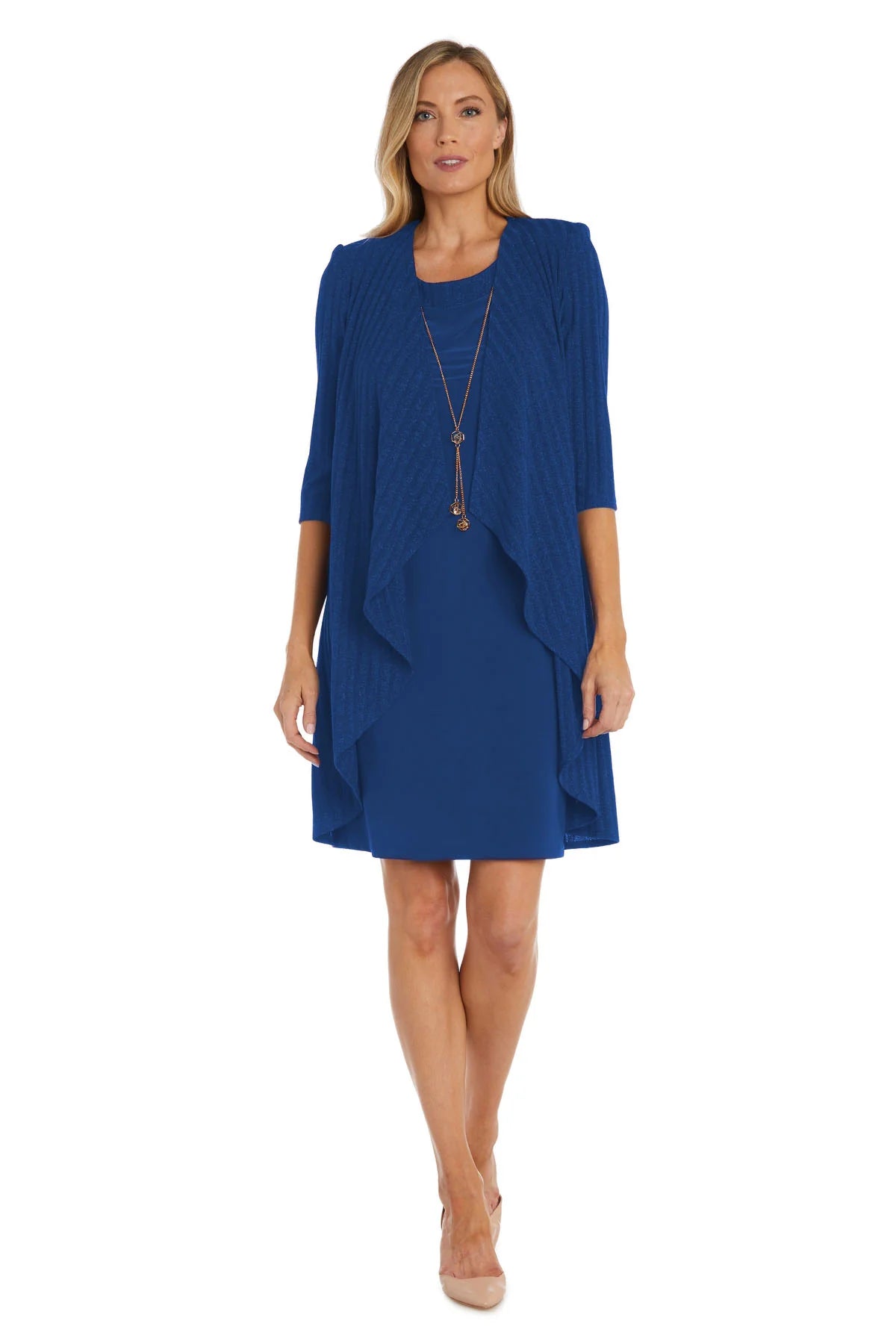 Knit Swing Jacket Dress - Teal - RM Richards