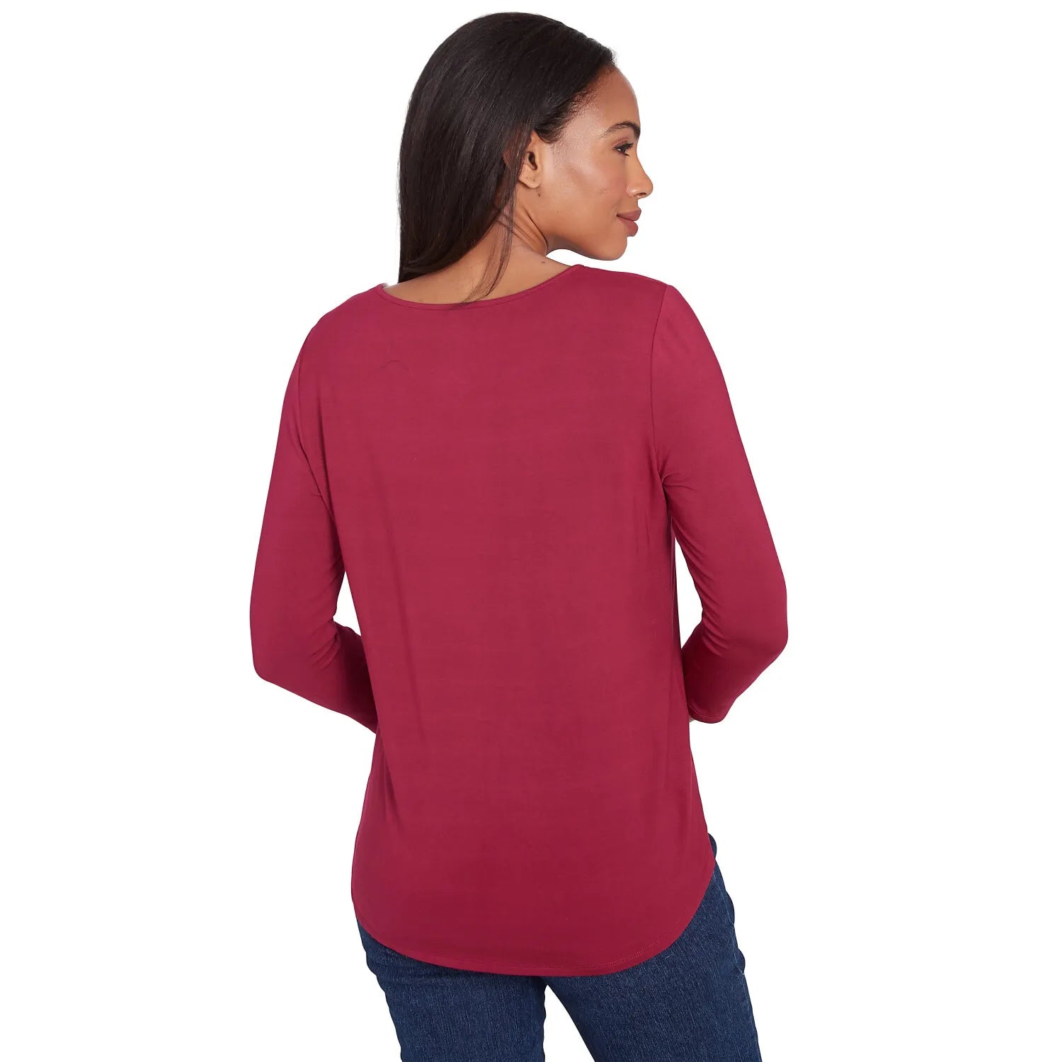 Berry Chain Embellished Solid Knit Top Beet - Ruby Rd
