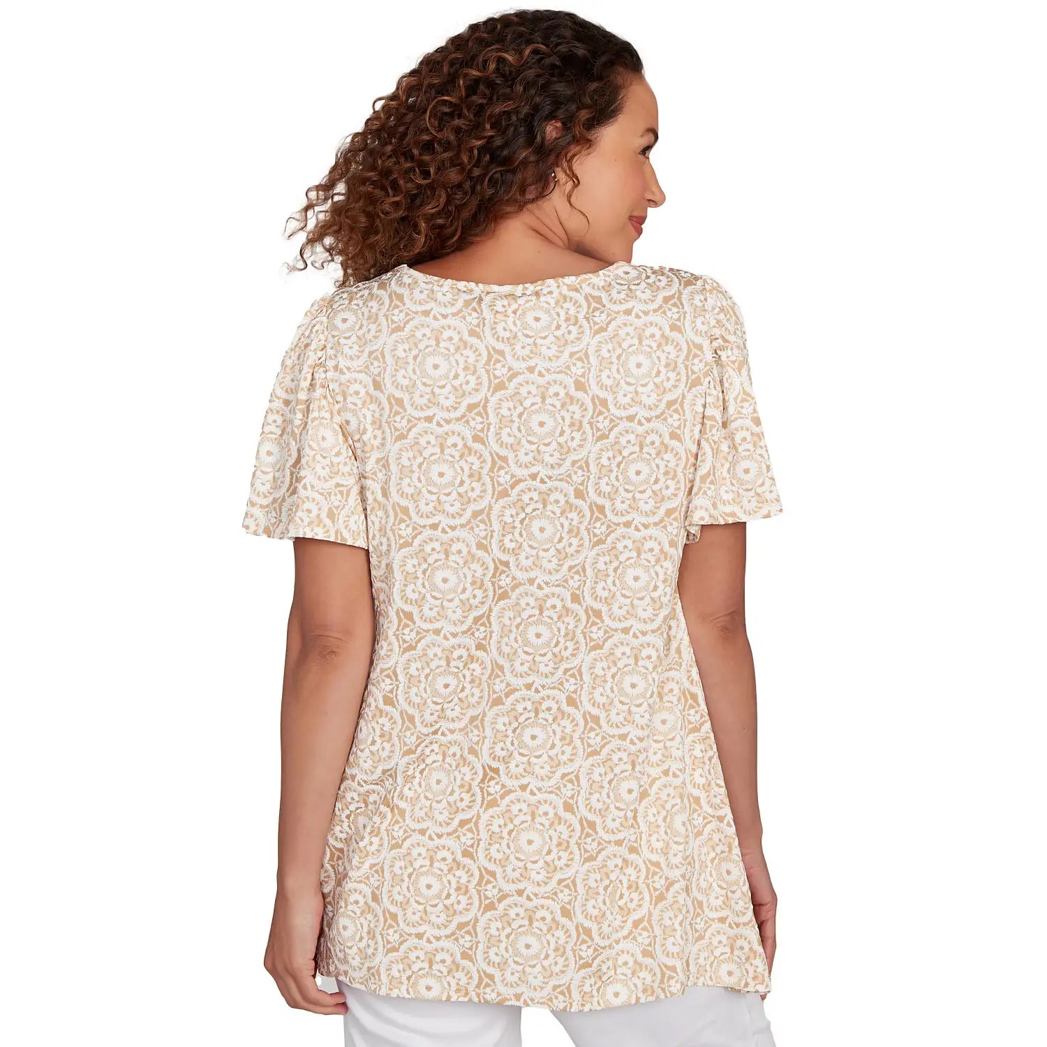 Beaded Macrame Puff Print Tee Jute Multi - Ruby Rd