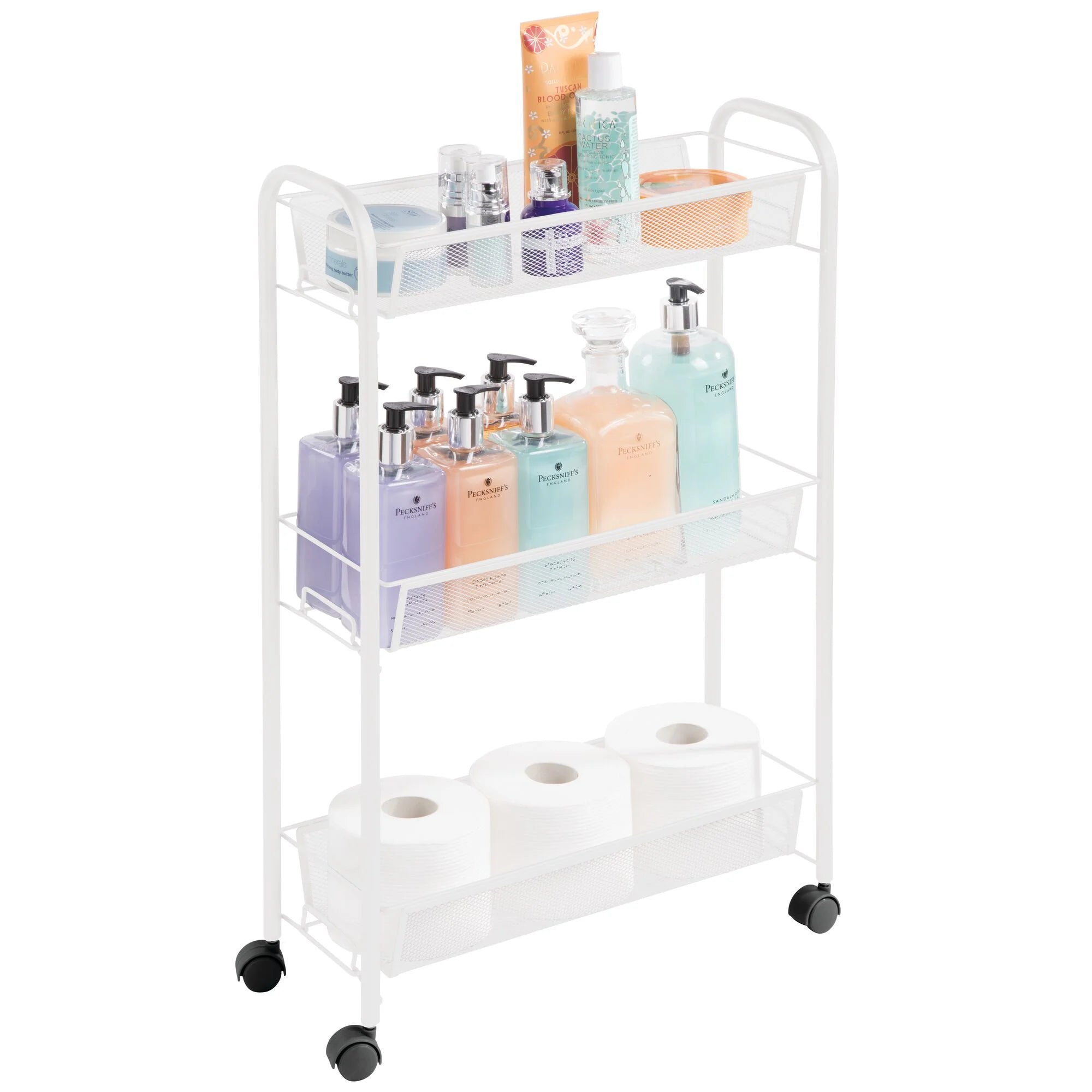 Brio 3-Tier Narrow Rolling Cart White