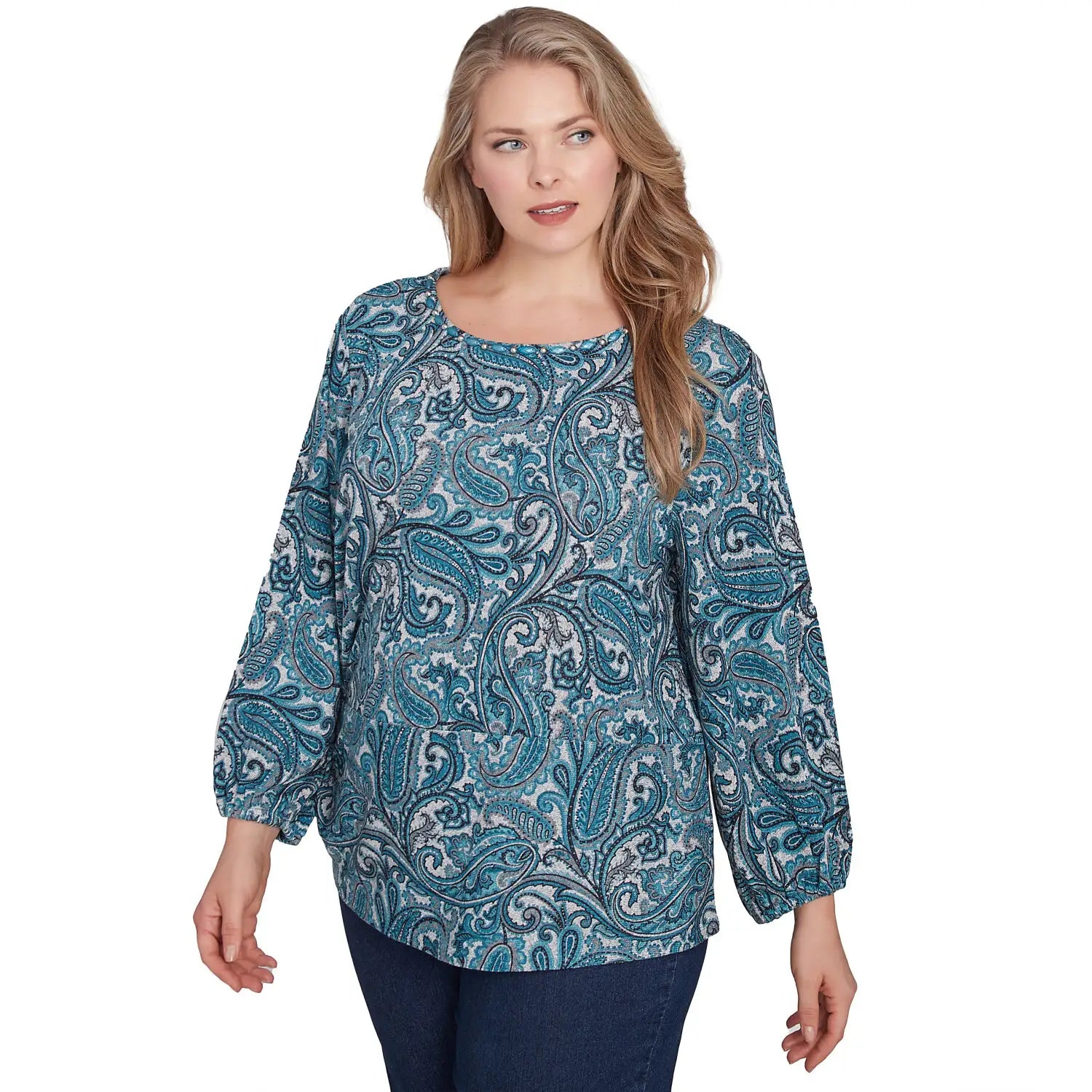 Plus Paisley Hatchi Twist Front Top Jade Multi - Ruby Rd