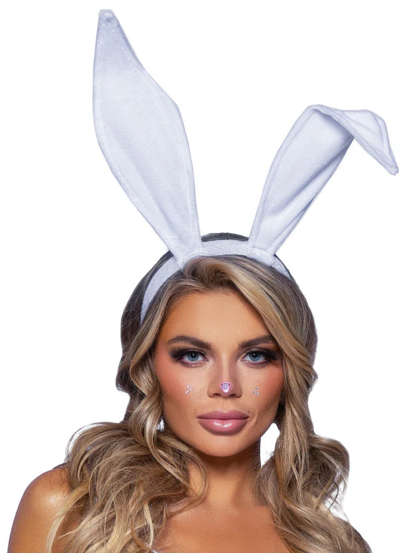 Bendable Velvet Bunny Rabbit Ear Headband White