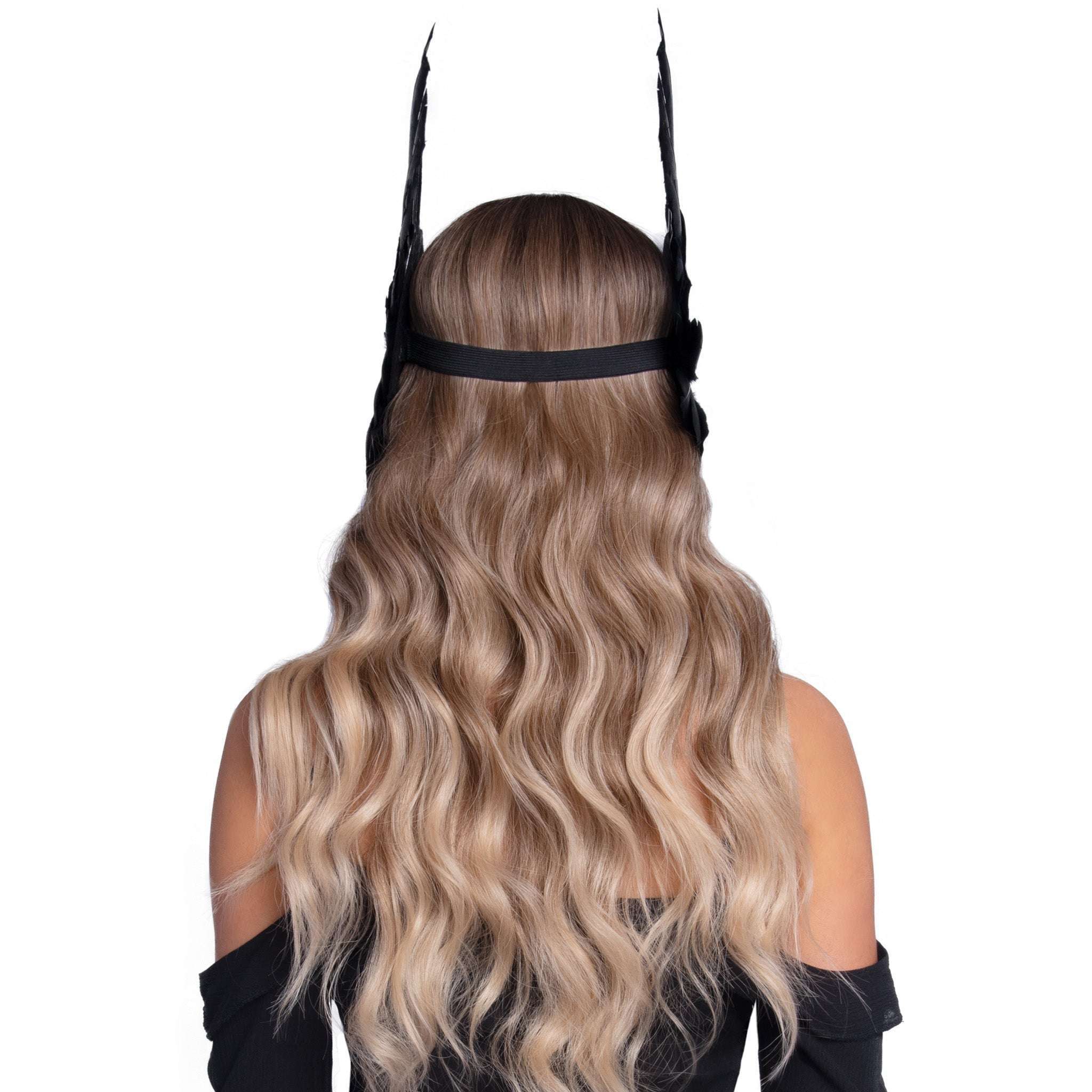 Filigree Medallion Feather Headband Black