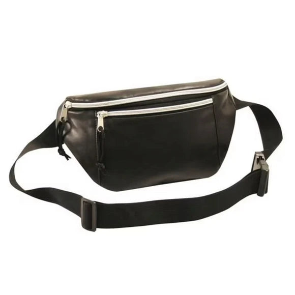 Faux Leather Black Waist Bag