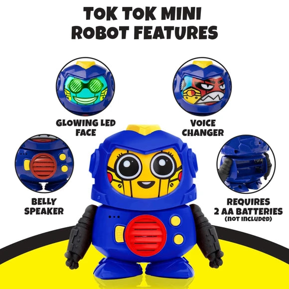 Tok Tok 3 Voice Robot Interactive Toy with Different Faces and Sounds in Blue
