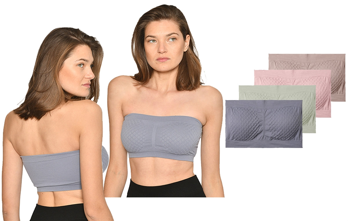 Removable Pads Pucker Pastel Bandeau Bra