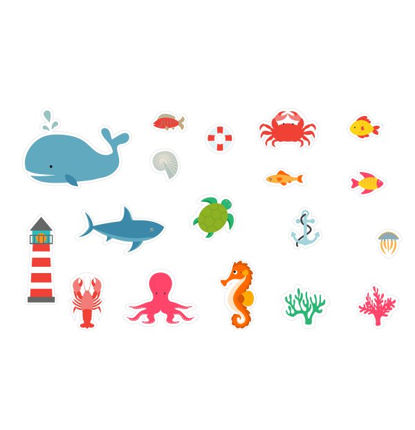 Bath Stickers with Header Card – Under The Sea