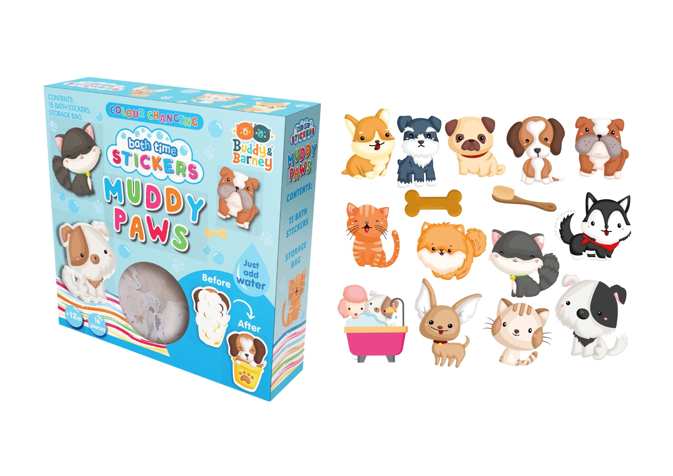 Colour Changing Bath Stickers Muddy Paws