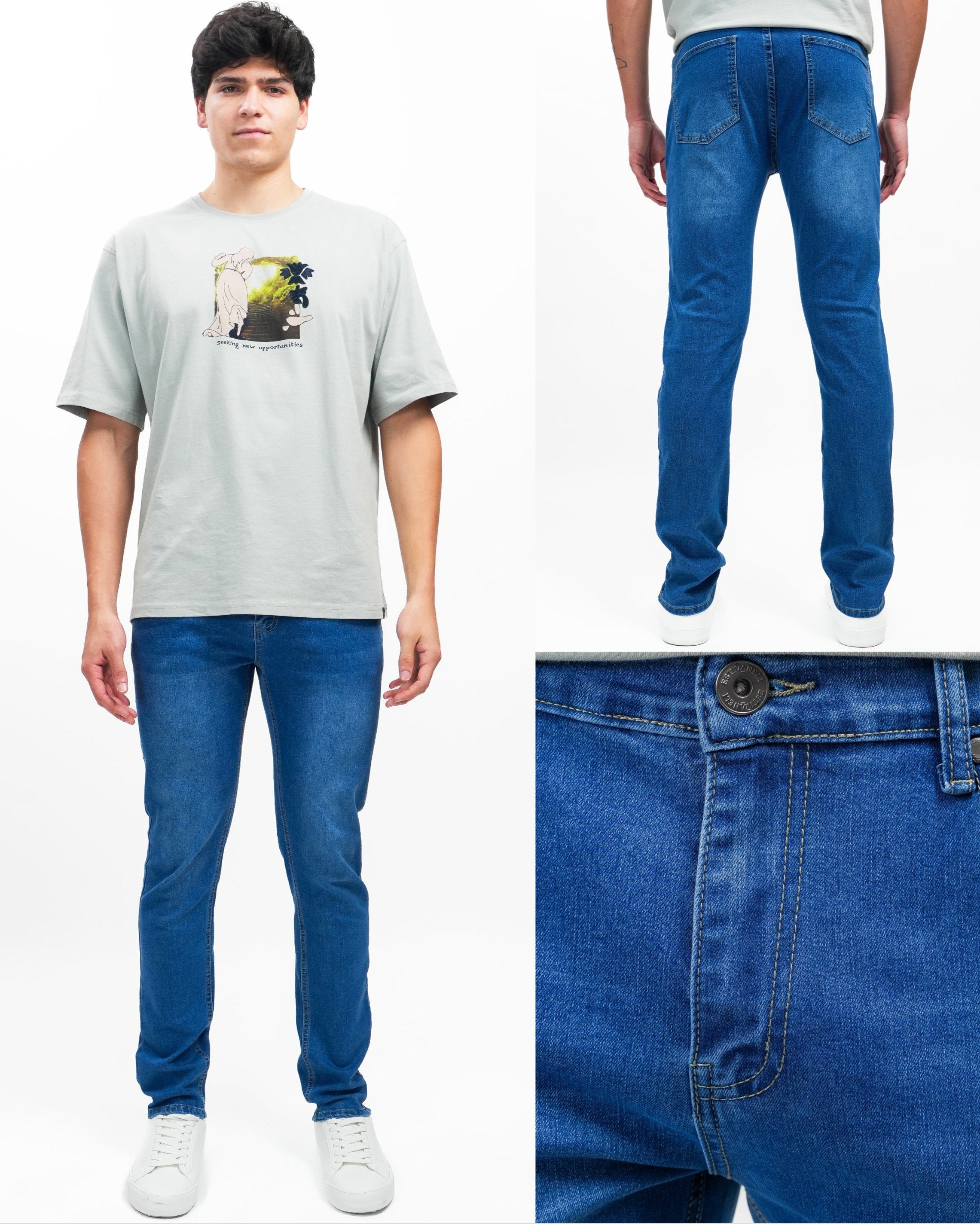 Caballero Pantalon Jeans Azul