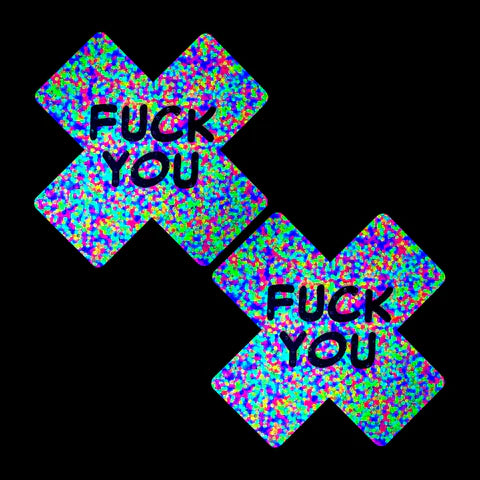 F*ck You Sprankles 3D Neon Blacklight X factor Nipple Cover Pasties