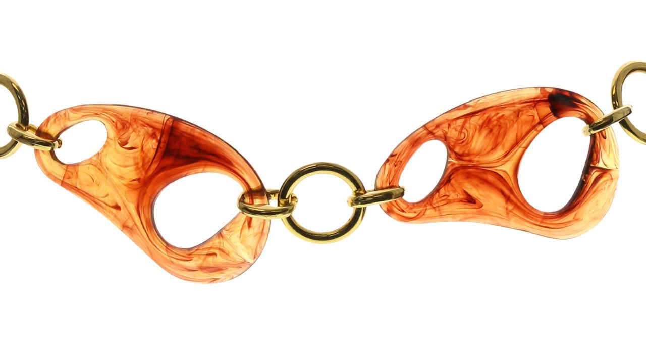 Gold Tone & Brown Fashion Chain Belt