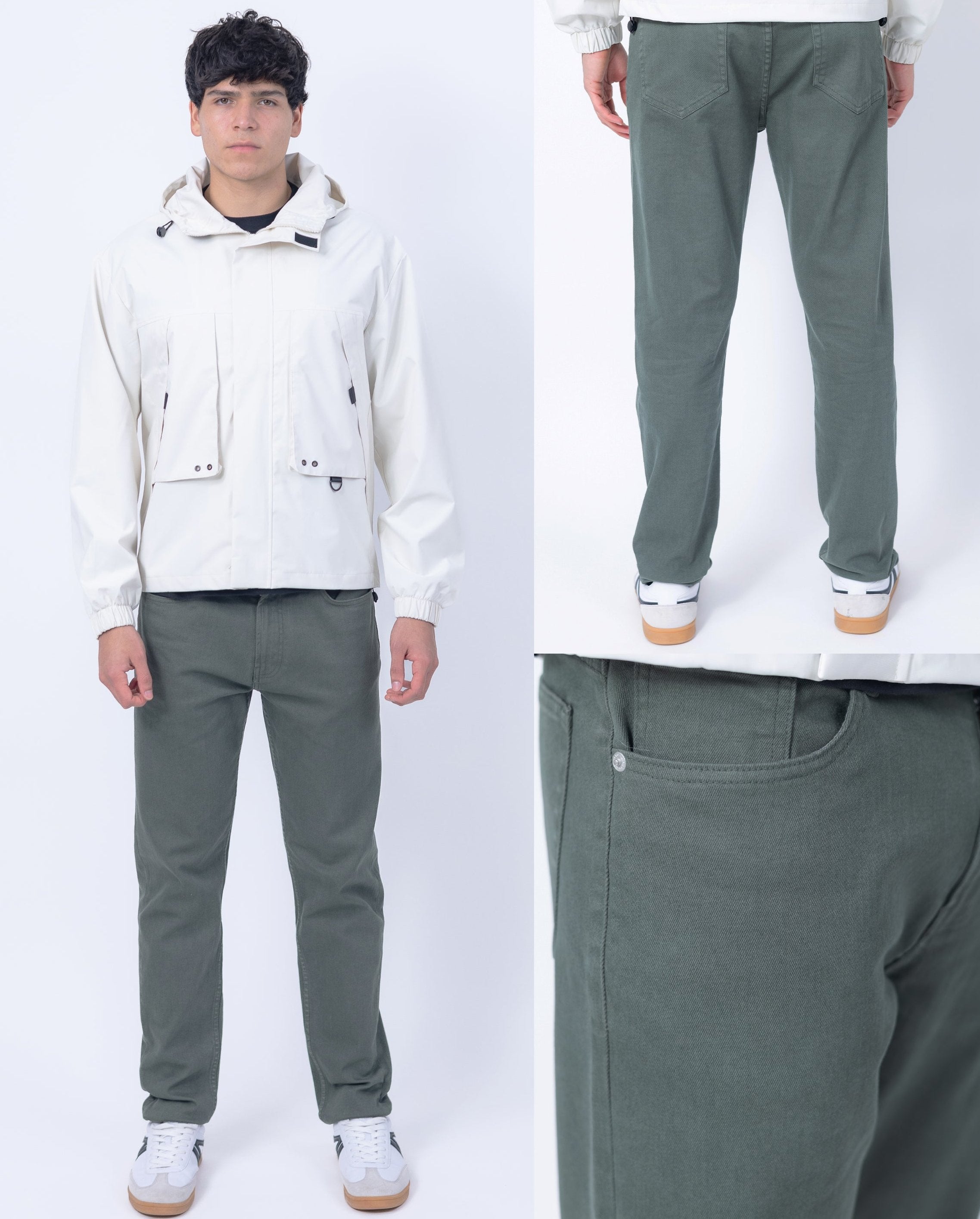 Caballero Pantalon Jeans Fit Slim Oliva