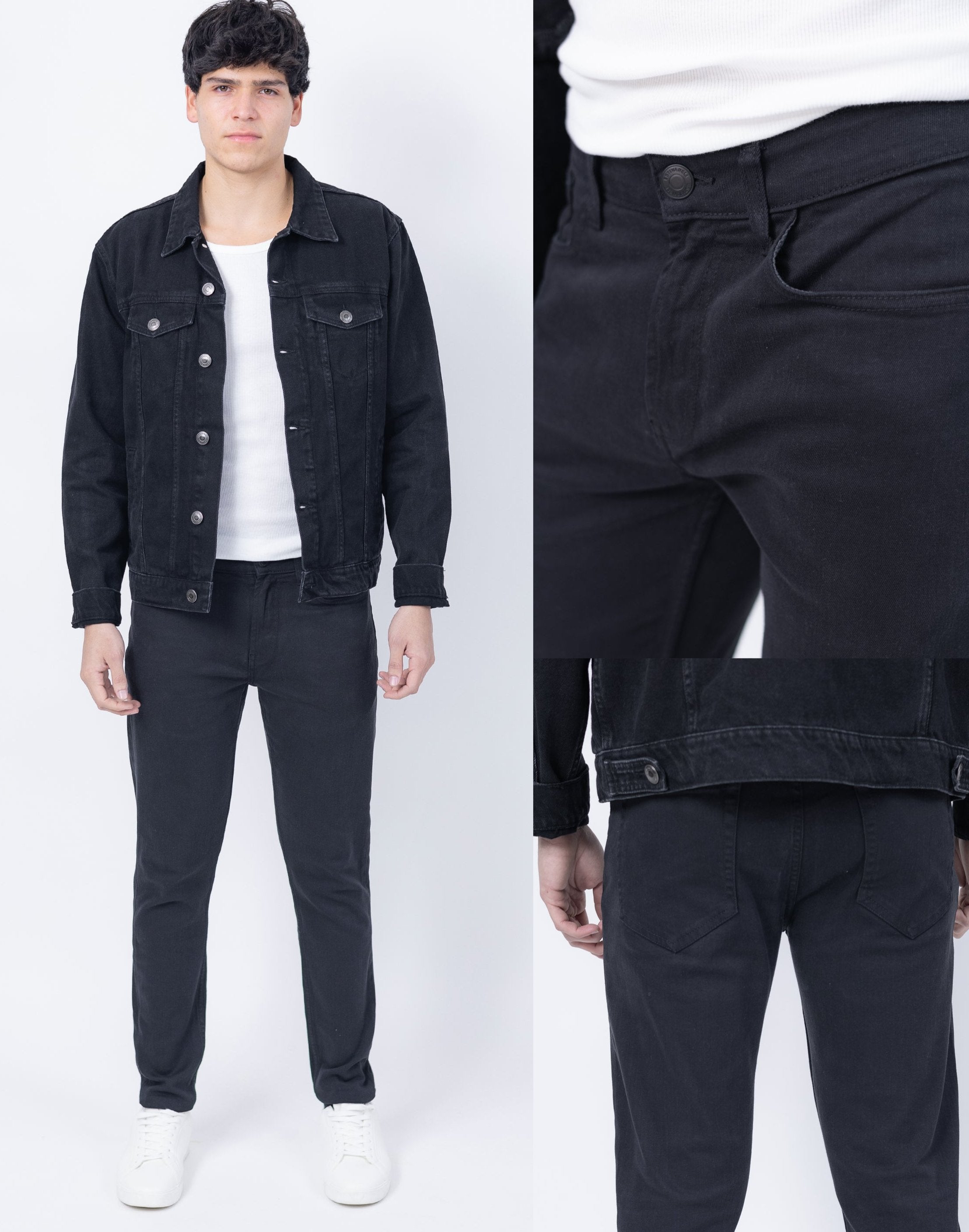Caballero Pantalon Jeans Fit Slim Negro