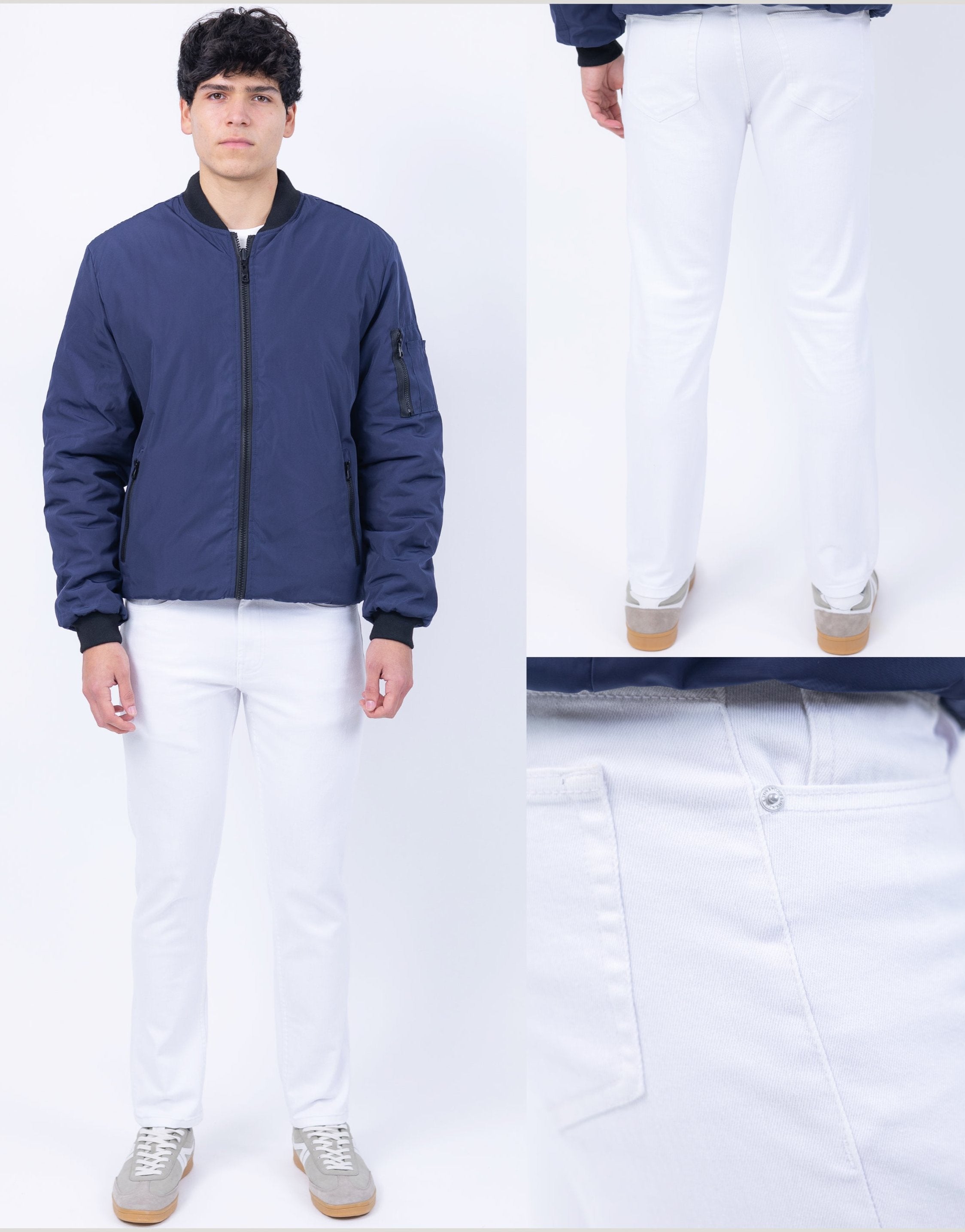 Caballero Pantalon Jeans Fit Slim Blanco