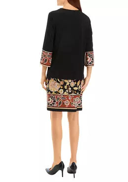 2PC Jacket Dress Black Rust - Sandra Darren