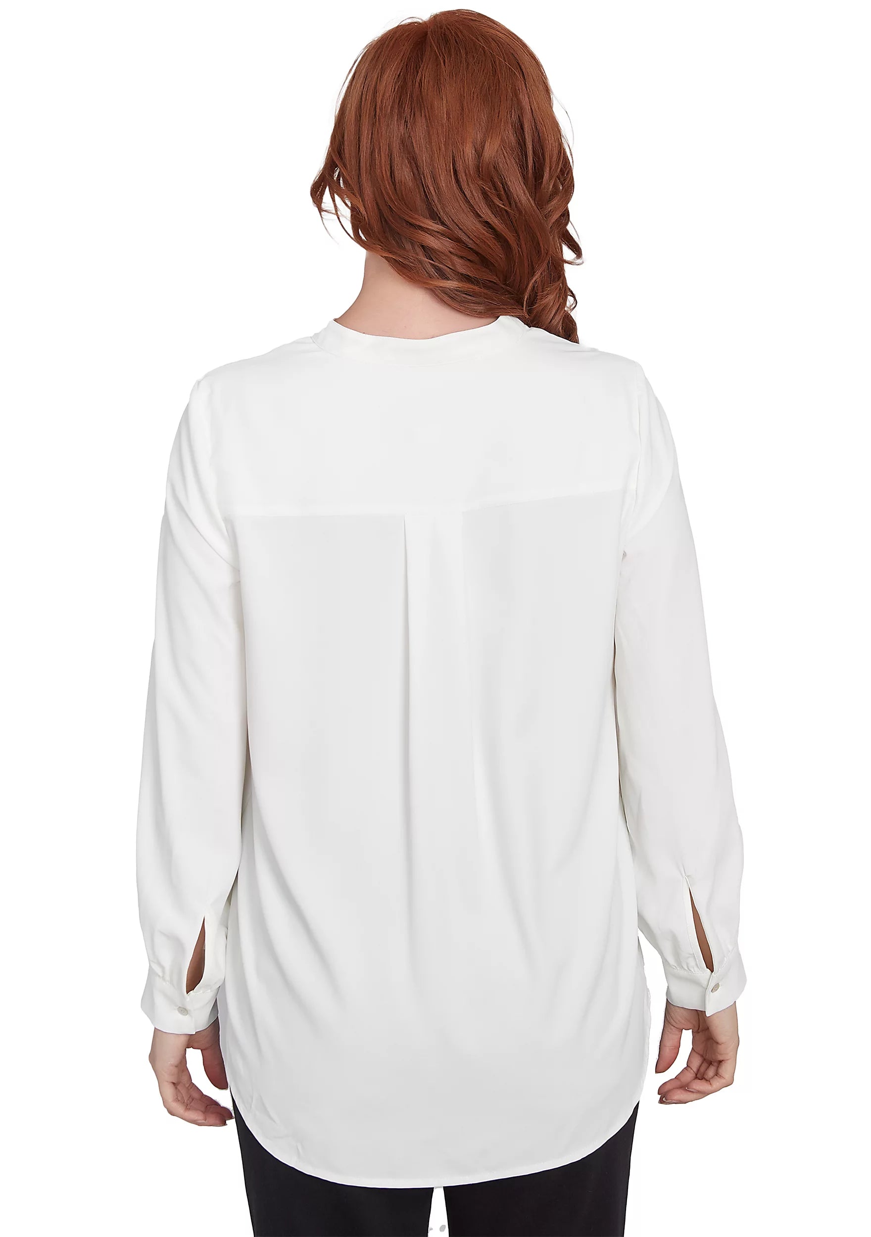 Mandarin Collar Button Front Embellished Floral Ivory/Black - Ruby Rd