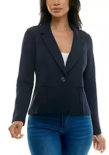 Long Sleeve Crop Blazer Navy