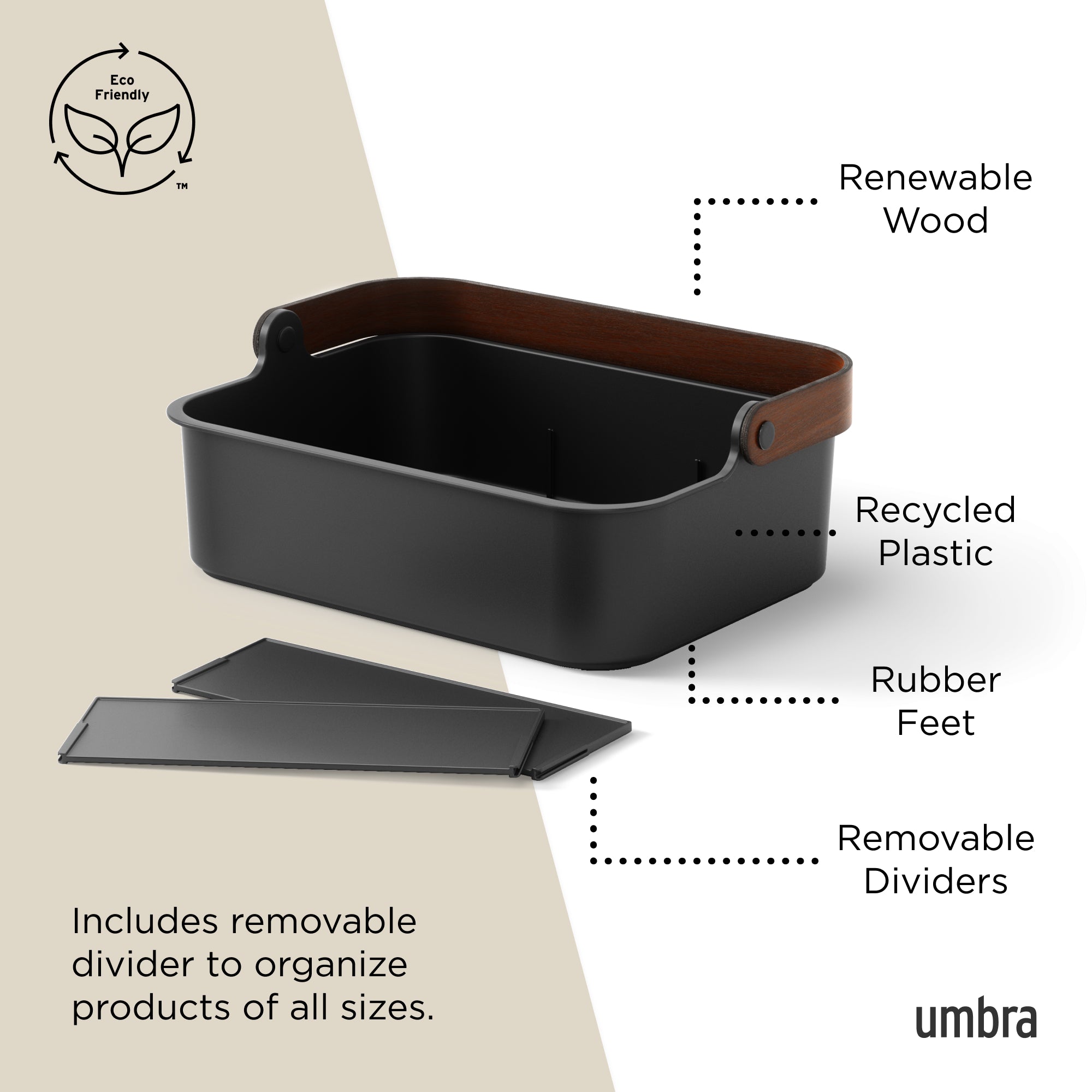 Bellwood Large Stackable Bin Black/Walnut