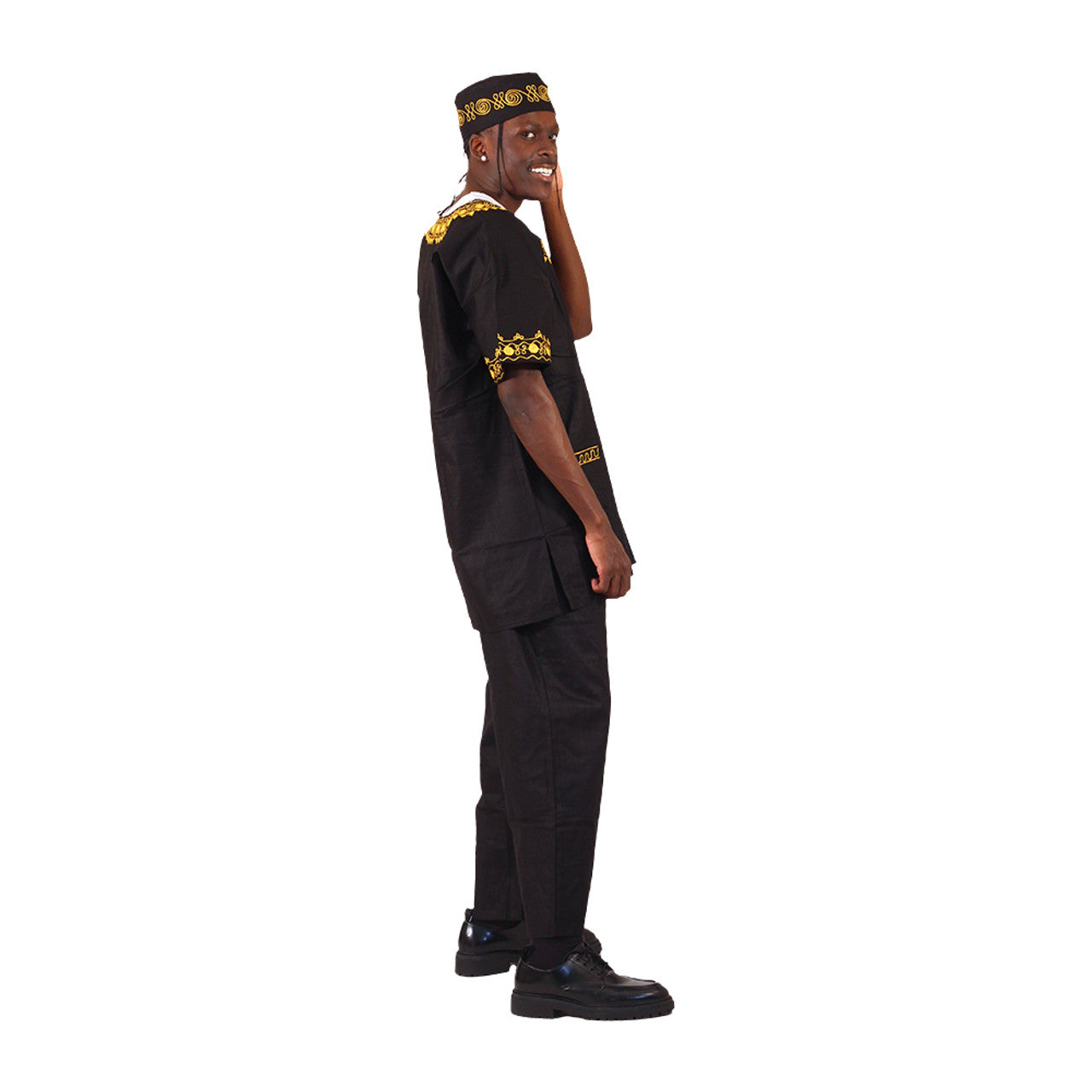Amare Gold Short Sleeve Pant Set Black