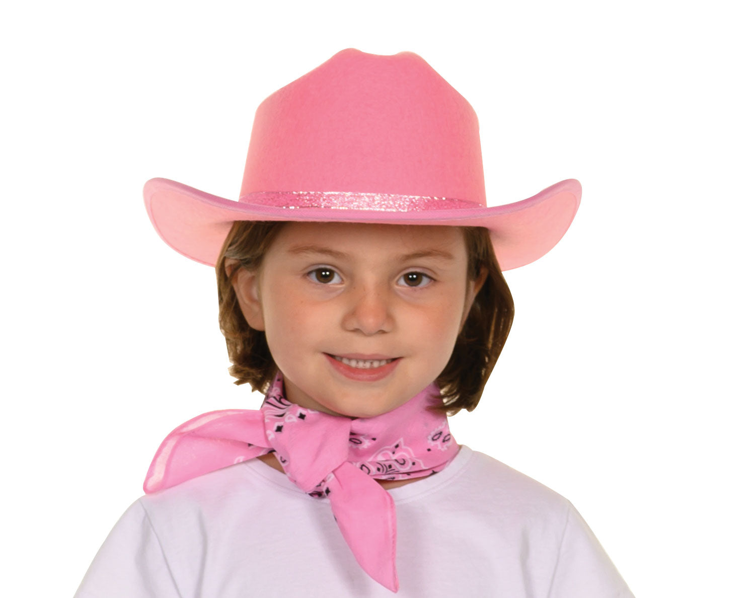Jr. Cowboy Hat (Pink) Sparkle Ribbon with Bandanna