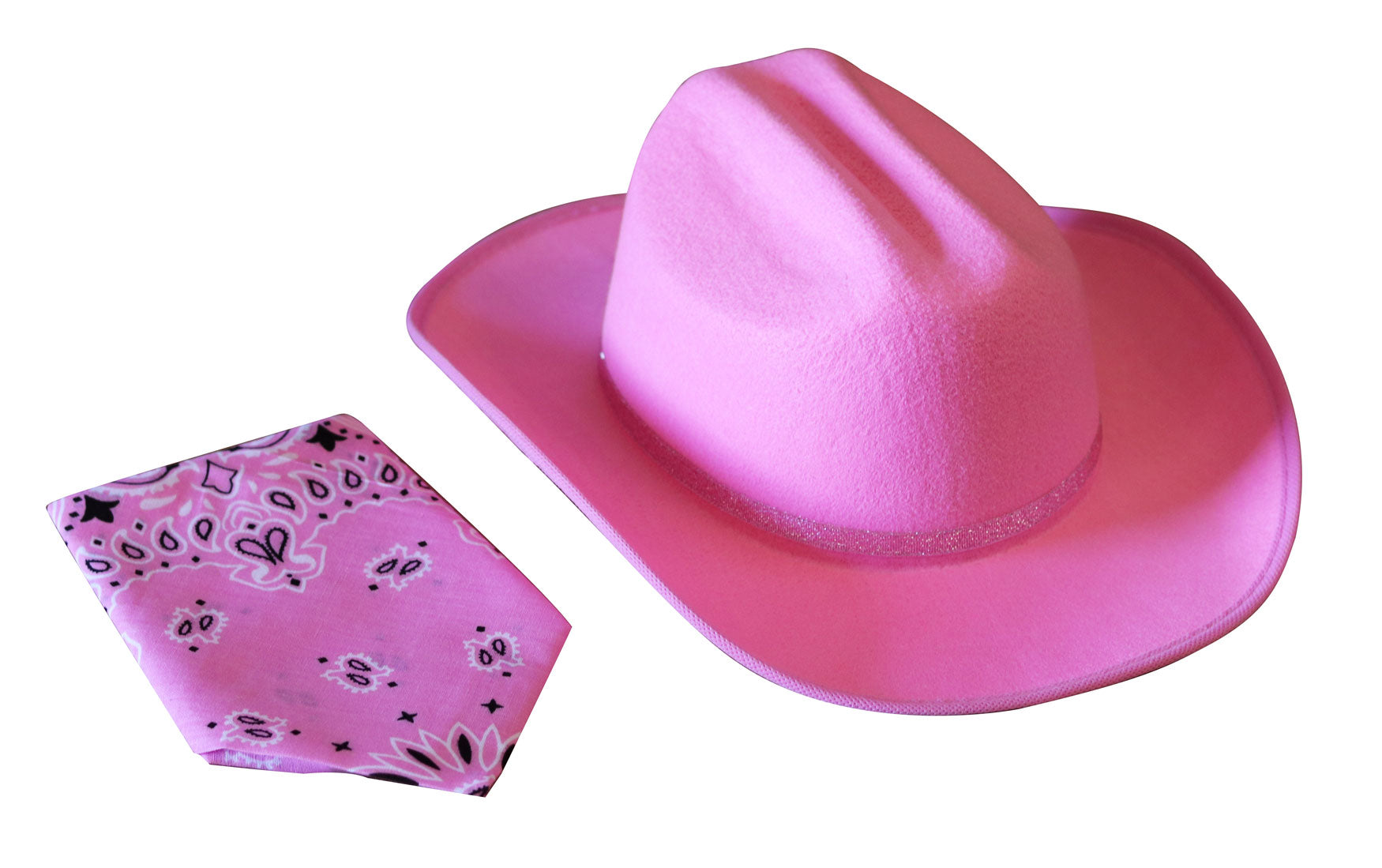 Jr. Cowboy Hat (Pink) Sparkle Ribbon with Bandanna