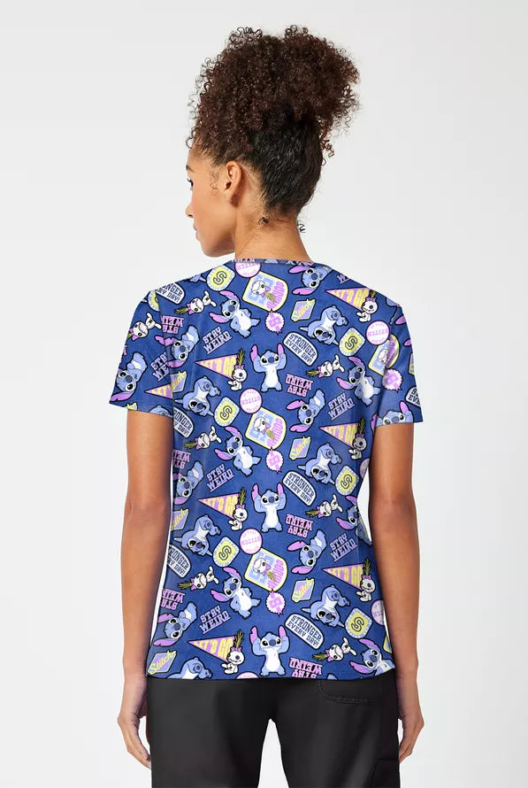 Print V-Neck Scrub Top I Tooniforms Disney's